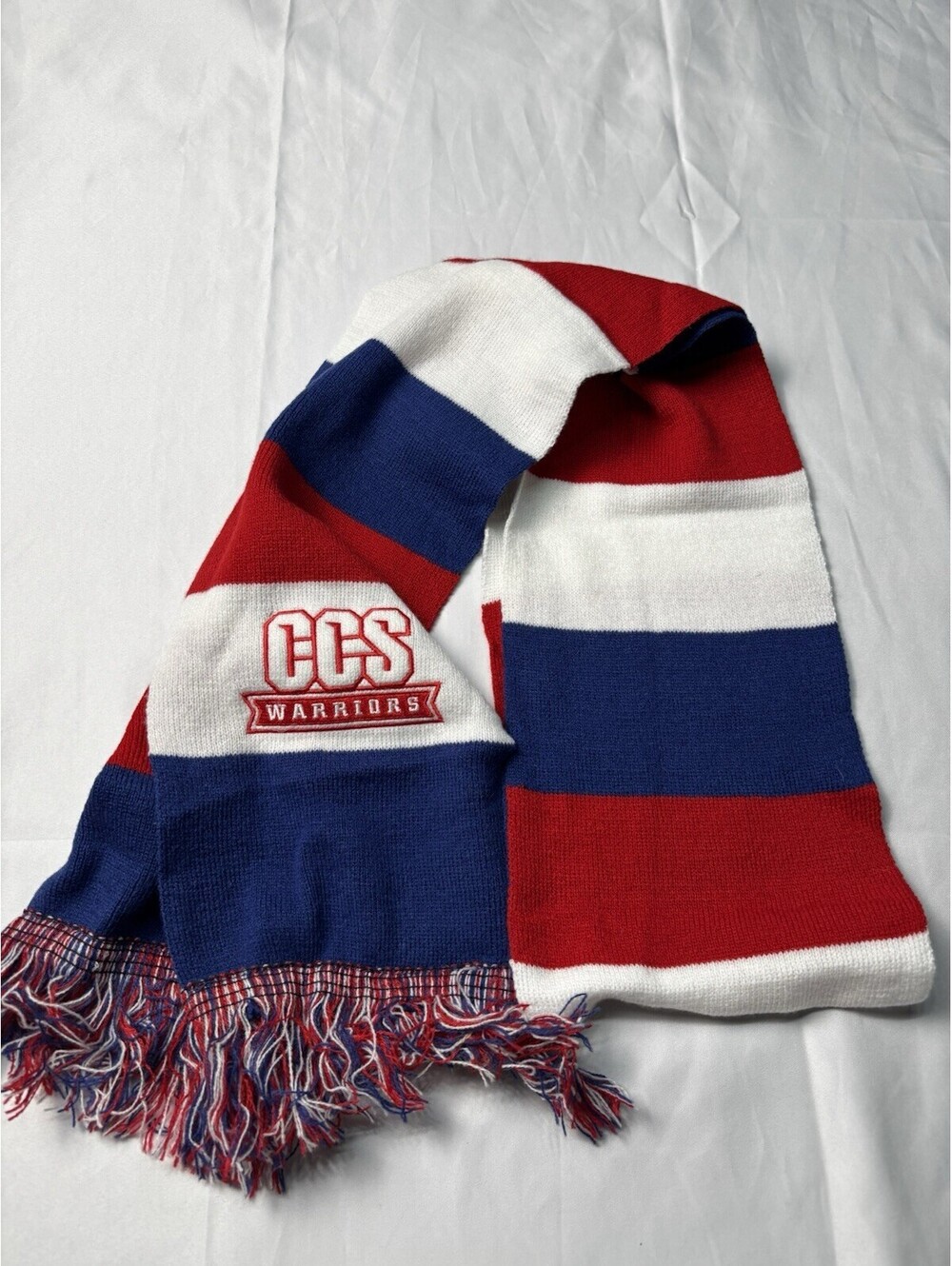 CCS Warriors Striped Knit Scarf with Fringe